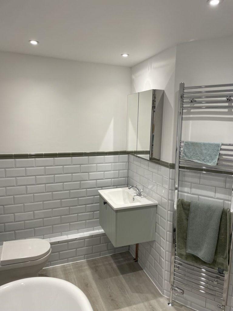 White Tiled Bathroom Wall